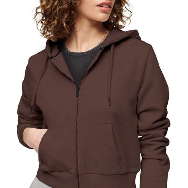 FUNKY MONKEY Soft Fleece Crop Zipper Hoodie for Girls and Womens Sweatshirt - Image 4