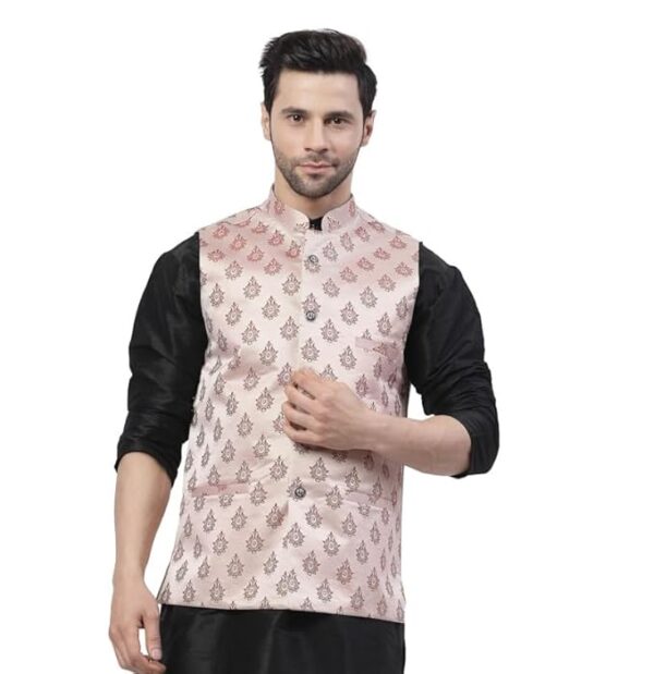 TS Lifestyle Men's Jacquard Sleeveless Nehru Jacket