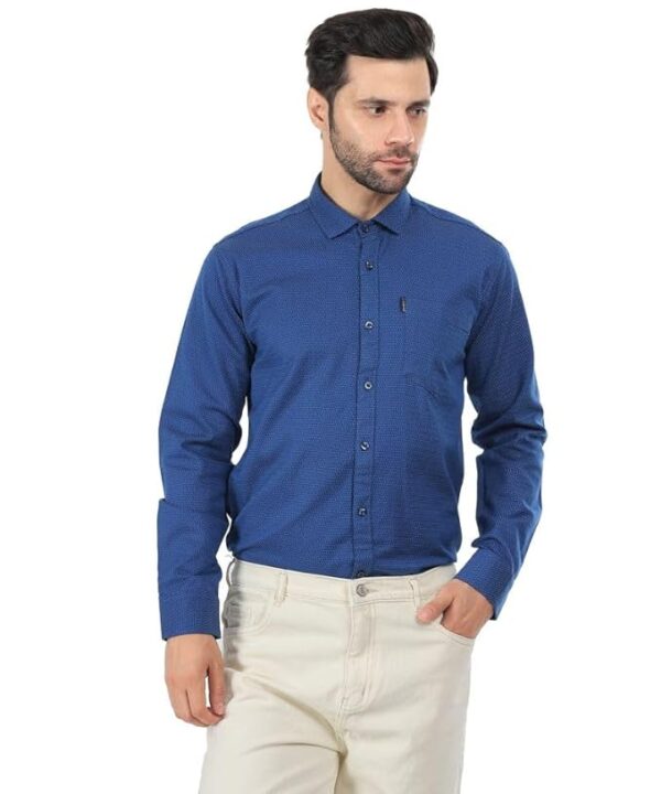CLOJEW Men's Regular Shirts Full Sleeves Cotton Shirt for Men Peacock Blue Shirt Slim Fit Party Shirt Casual Shirt Formal Shirt for Men Shirt Simple Shirt for Men