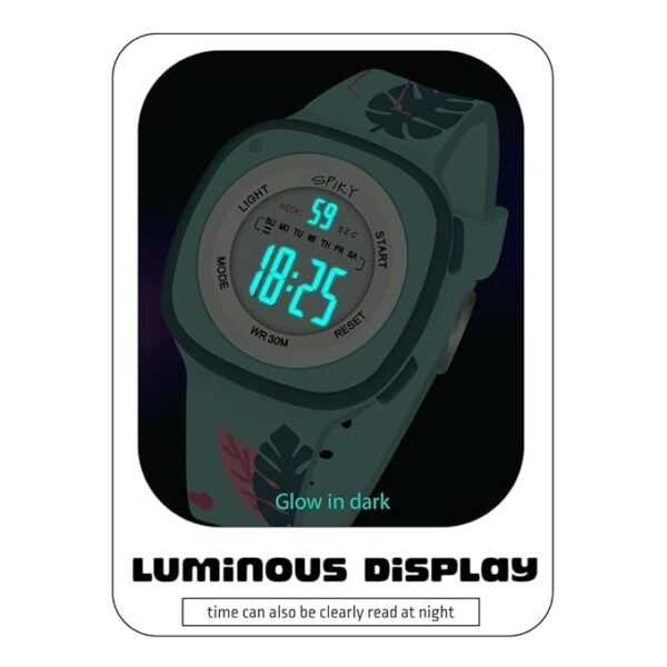 SPIKY Digital Sports Watch for Kids | Multifunctional, Luminous Display, Alarm | Water Resistant & Printed Silicone Strap | Best Birthday Gift Wrist Watches for Girls & Boys | Age 2-14 yrs - Image 2