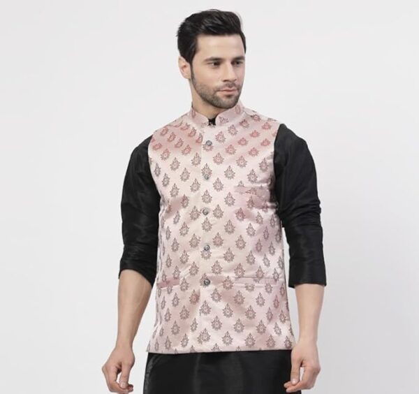 TS Lifestyle Men's Jacquard Sleeveless Nehru Jacket - Image 4