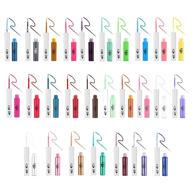 Elitty VIP Pop Colour Waterproof Liquid Eyeliner Combo | Pack of 27 shades (20 Matte & 7 Metallic Shades) | Long Lasting | 4 ML Each - Image 2