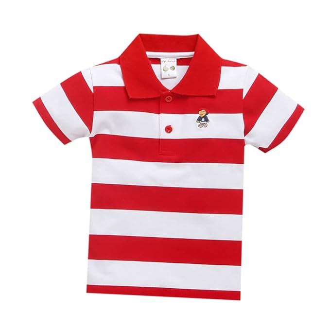 Hopscotch Boys Regular Fit Stripe Print Polo T-Shirt