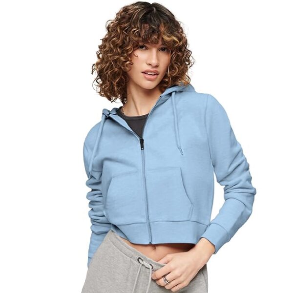 FUNKY MONKEY Soft Fleece Crop Zipper Hoodie for Girls and Womens Sweatshirt - Image 2