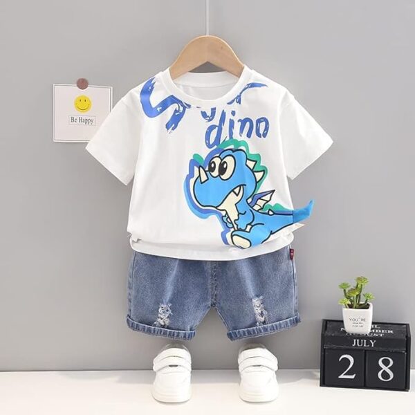 Googogaaga Boy's Cotton Dino Printed T-shirt With Shorts Sets of baby boys clothing Sets - Image 2