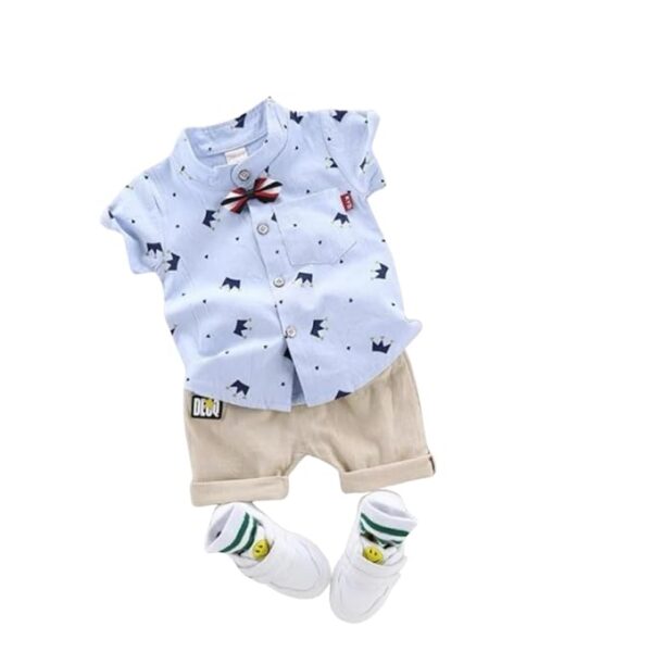 Kids Boy's Printed Cotton Blend,Hosiery Short Sleeve Regular Wear Shirt & Shorts Set