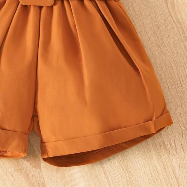 Bold N Elegant Cotton Blend Girl's Uptown One Shoulder Top And Shorts With Belt And Hat Trendy 4 Piece Coords Set For 3 To 7 Year Girl's Party Dress Outfit - Image 4