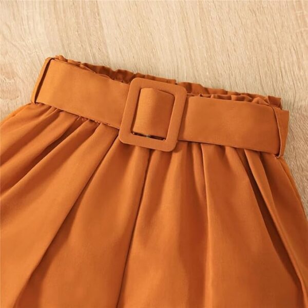 Bold N Elegant Cotton Blend Girl's Uptown One Shoulder Top And Shorts With Belt And Hat Trendy 4 Piece Coords Set For 3 To 7 Year Girl's Party Dress Outfit - Image 3