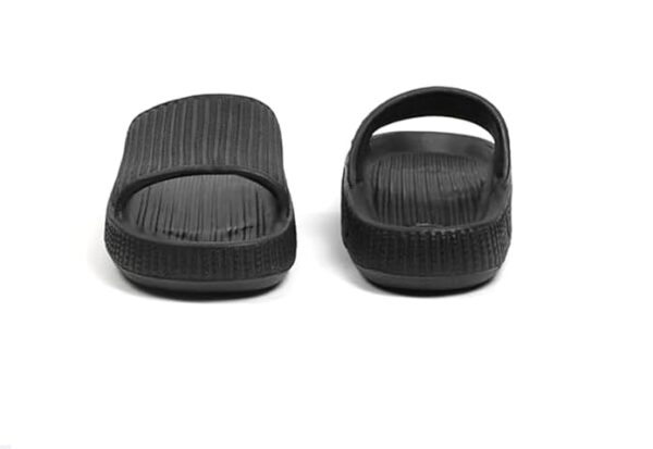 Unisex Textured Slide Sandals, Slip-On Pool Slippers, Black - Image 3