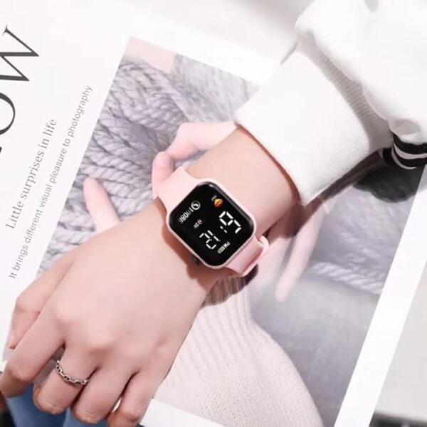 Acnos 6 Colours Luminous LED Display Fashionable Children Kids Digital Watches Waterproof Sports Square Electronic Led Watch for Kids Boy Baby Girls Digital Watch for Kids - Image 4