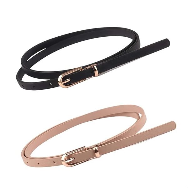 XForce Plaza 2 Pieces Thin Belts for Women Leather Skinny Belt for Dress Pants Adjustable - Image 8