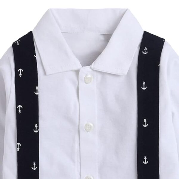 Hopscotch Boys Cotton Graphic Print Shirt And Pant Set In Navy Color - Image 3