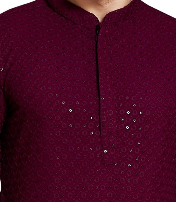 DIVISIVE Men's Sequince Embroidered Cotton Blend Slim Fit Kurta Pyjama Set - Image 4