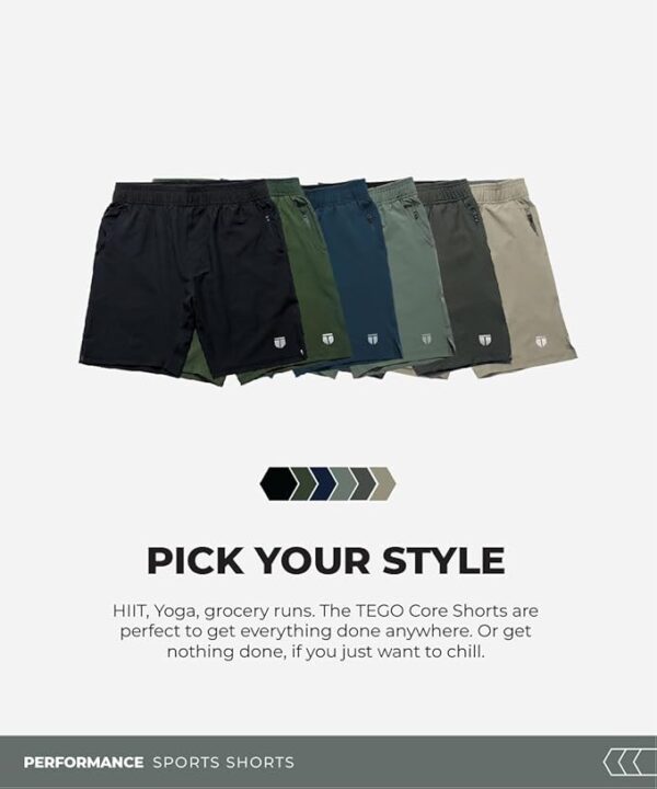TEGO Men's Core Solid Dry-Fit Polyester Shorts |Zipper Utility with Back Pocket | Shorts for Running, Gym, Outdoor, Workout - Image 3