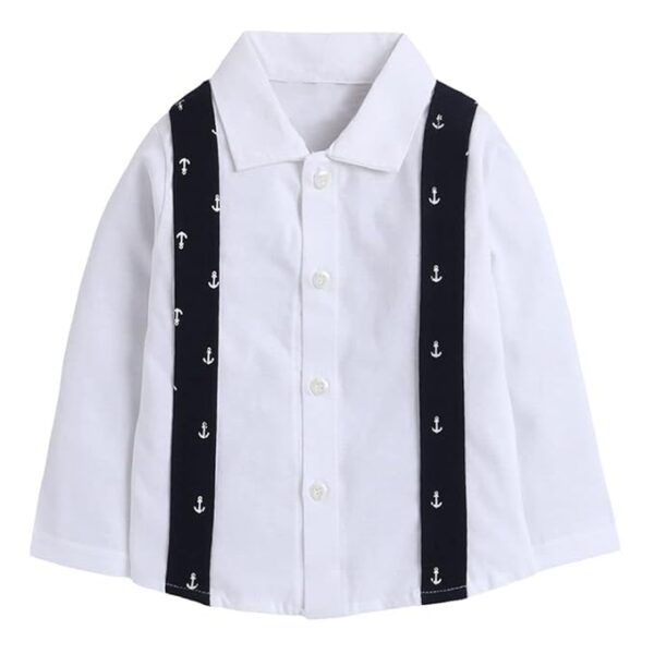 Hopscotch Boys Cotton Graphic Print Shirt And Pant Set In Navy Color - Image 5