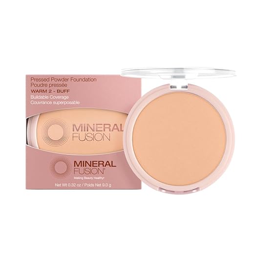 Mineral Fusion Pressed Powder Foundation, Warm 2 , 9 g (Pack of 1)