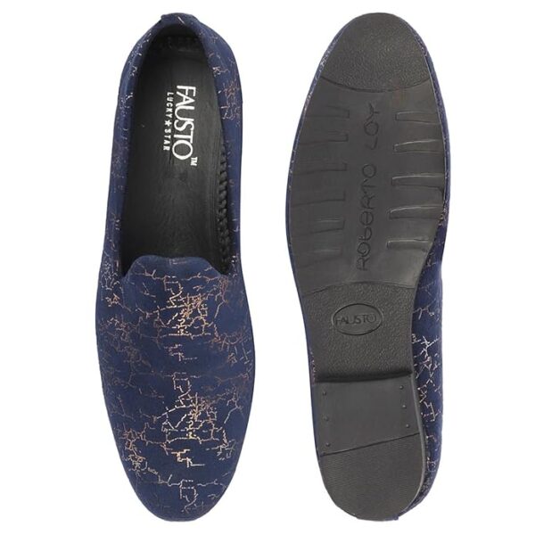 FAUSTO Men's Velvet Printed Ethnic Wedding Party Prom Slip On Loafer Shoes - Image 3