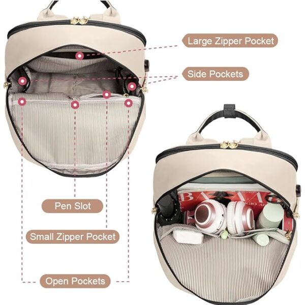 PALAY® Laptop Backpack for Women 15.6 Inches Oxford Cloth Laptop Backpack with Handle Travel Backpack Burden Relief Backpack School Backpack Fashion Contrast Color Backpack for Office, School, Travel - Image 3