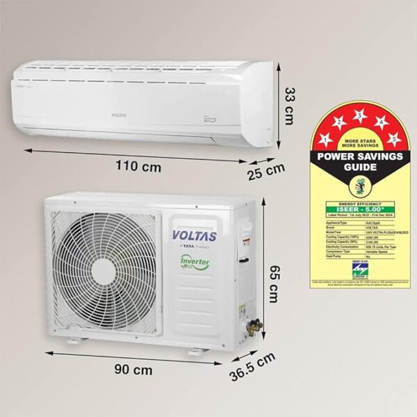 Voltas 2 Ton 5 Star, Inverter Split AC(Copper, 4-in-1 Adjustable Mode, Anti-dust Filter, 245V Vectra Plus, White) - Image 2