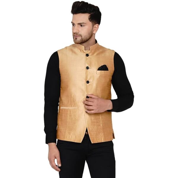 Veera Paridhaan Men's Banarasi Solid Nehru Jacket …