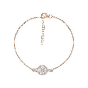 Ornate Jewels 925 Silver Rose Gold Plated American Diamond Cluster Halo Bracelet for Women & Girls | With Certificate of Authenticity and 925 Stamp | Life-time Warranty*