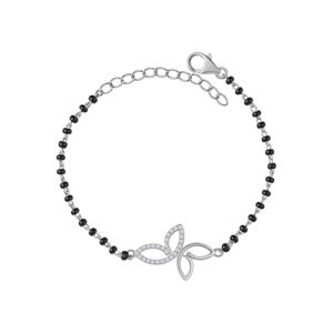 Ornate Jewels 925 Silver American Diamond Alluring Butterfly Black Beads Adjustable Mangalsutra Bracelet Gifts for Women | With Certificate of Authenticity and 925 Stamp | Life-time Warranty*