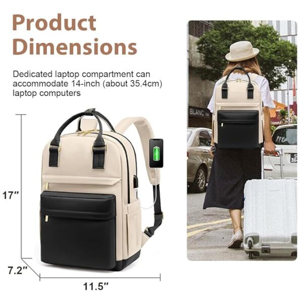 PALAY® Laptop Backpack for Women 15.6 Inches Oxford Cloth Laptop Backpack with Handle Travel Backpack Burden Relief Backpack School Backpack Fashion Contrast Color Backpack for Office, School, Travel - Image 2