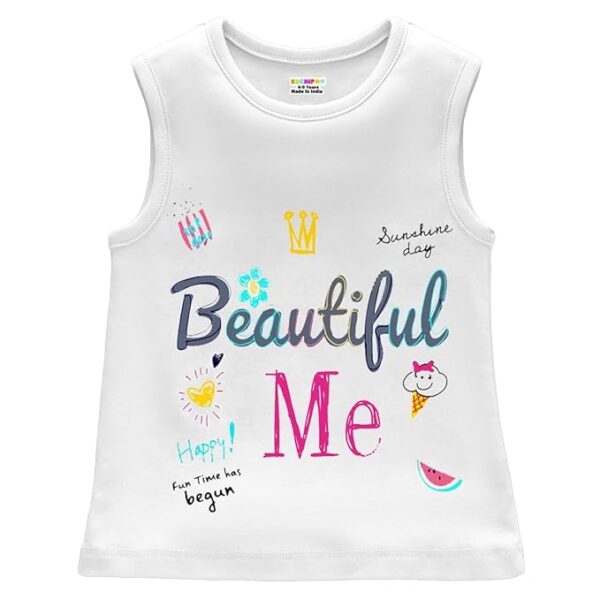 Kuchipoo Girls Sleeveless Regular Fit Cotton T-Shirt - Image 6