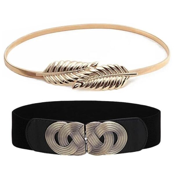 Shining Diva Fashion 2pcs Combo Waist Belts for Women and Girls | Stylish Belts for Dresses Jeans Saree | Celebrity Inspired Fashion Accessories