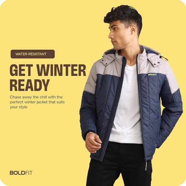 Boldfit Jacket For Men Winter Wear Puffer Standard Length Jacket For Men Monsoon Winter Wear For Men Hooded Winter Jackets For Men Padded Bomber Jacket For Men Full Sleeve Men's - Image 2