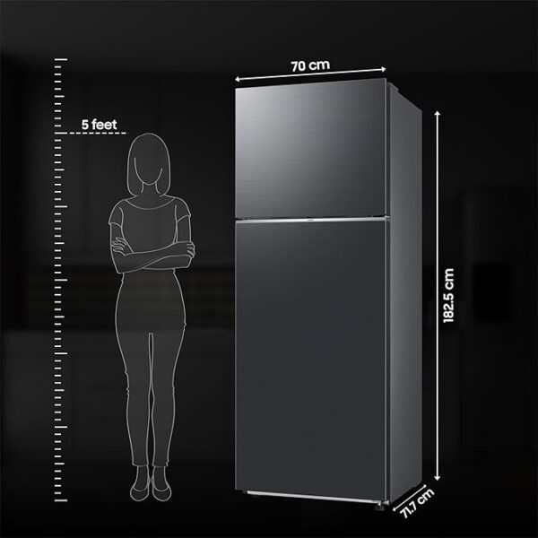 Samsung 465 L, 1 Star, Optimal Fresh+, Digital Inverter, Frost Free Double Door AI Enabled Smart Refrigerator with WiFi (RT51DG682AB1TL, Black Matt) - Image 2