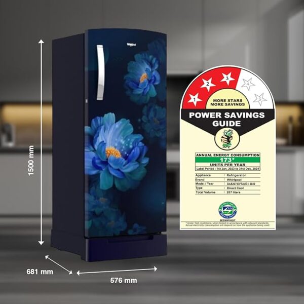 Whirlpool 207 L 3 Star Icemagic Pro Inverter Direct-Cool Single Door Refrigerator (230 IMPRO ROY 3S SAPPHIRE PEONY-Z,) - Image 3