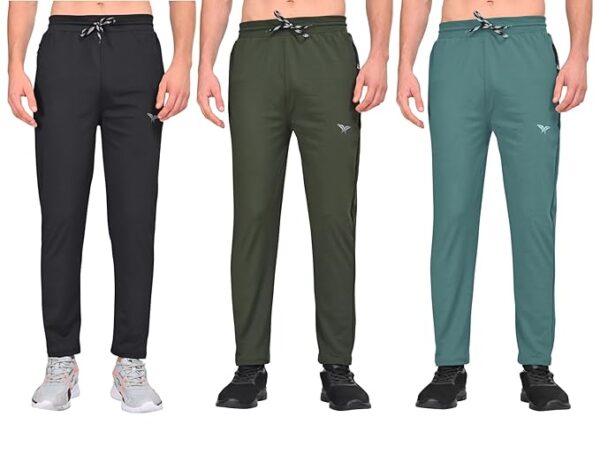 HALFSPACE Men's Polyester Lycra Track Pant | Casual Stretchable Track Pant | Slim Fit Gym Sports Lower for Men | Solid Activewear Trouser Pant (Combo)