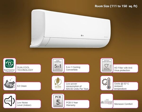 LG 1.5 Ton 4 Star Inverter Split AC (Copper, 5-in-1 Convertible Cooling, HD Filter with Anti-Virus Protection, MS-Q18KNYA, White), large - Image 4