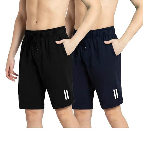 KART BLACK Plus Sizes Men's Cotton Knee length Shorts (M,L,XL,XXL,3XL,4XL,5XL shorts) | Casual and Night Wear Mens Shorts (Pack of 2)