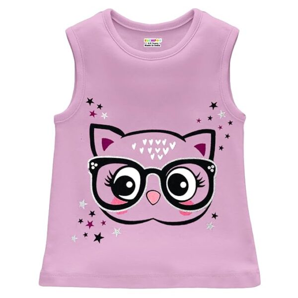 Kuchipoo Girls Sleeveless Regular Fit Cotton T-Shirt - Image 5