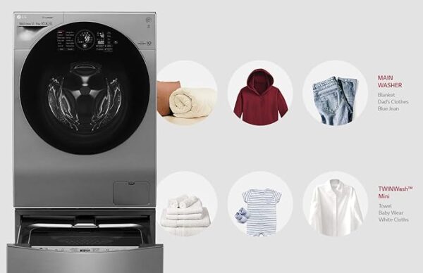 LG 12 kg Inverter Wi-Fi Fully-Automatic Front Loading Washer Dryer (FH6G1BCHK6N, STS, Inbuilt Heater) - Image 4