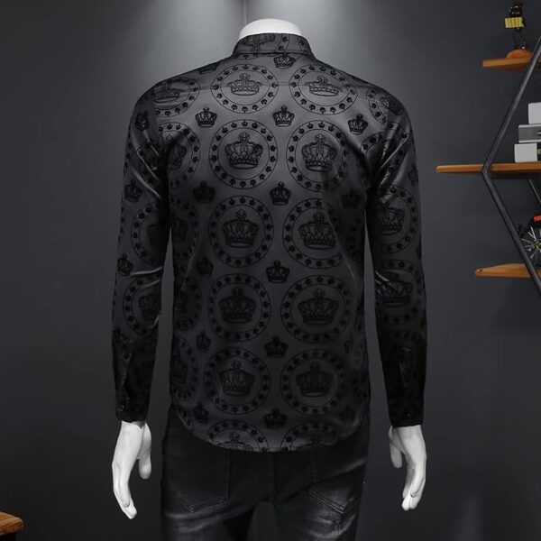 ZAFONI Men Shirts, BlackMen Shirts Business Formal Dress Shirt Long Sleeve Casual Shirt Men Shirt - Image 2