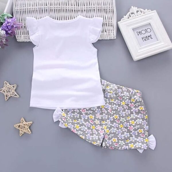 Bold N Elegant Cotton Summer Cute Lollipop Candy Printed Baby Girl's Ruffle Top Tshirt Vest With Shorts Set For Infant Toddler Kids - Image 2