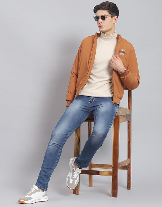 Monte Carlo Mens Solid Full Sleeve Stand Collar Casual Jacket (223061869) - Image 5