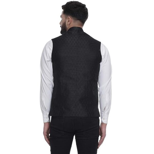 Veera Paridhaan Jacquard Printed Silk Nehru Jacket - Image 2