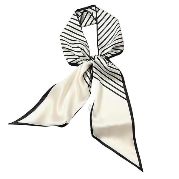 TecoKart® Silk Neck Scarf for Women, Stylish Satin Scarves for Suit, Blazers, Shirts, Ideal Neckerchief for Casual and Formal Wear - Black and White Grid