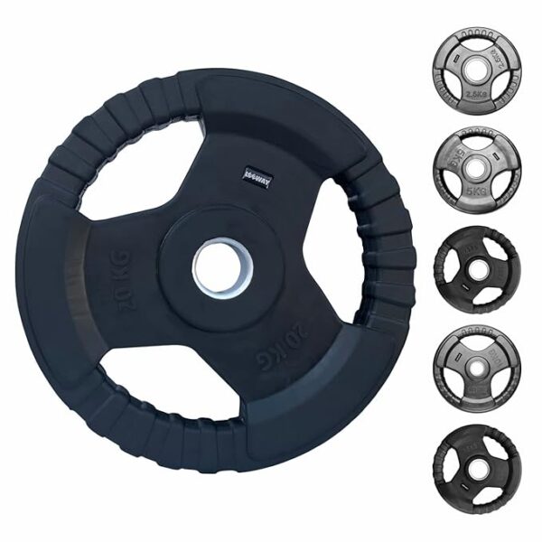 LEEWAY Rubber-Coated Metal Integrated Olympic Barbell Rubber Weight Plates with 50 mm Dia | Rubber Weight| Spare Gym Weightlifting Plates. (120kg(2.5kgX2+5kgX2+7.5kgX2+10kgX2+15kgX2+20kgX2))