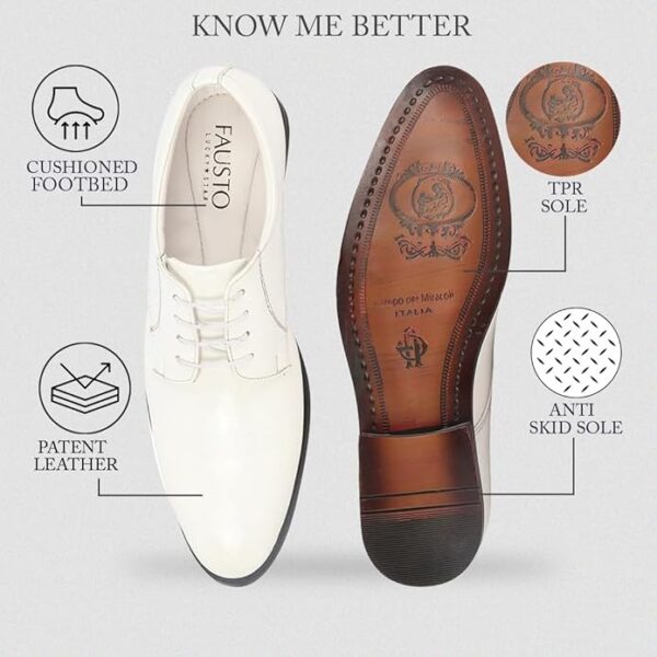 Men's White Formal Shoes Black Synthetic Leather Formal Slip on Office, College Shoes for Men & Boys - Image 4