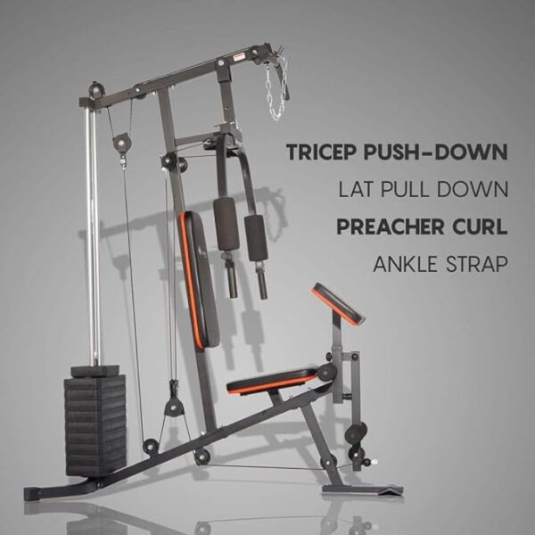 PowerMax Fitness GH-130 Multifunction Home Gym Workout Machine | Weight 61 kgs/135LBS | Adjustable Weight | Arm Pad | Breathable Back Cushion | Compact Design Multi-station gym | Home fitness system - Image 3