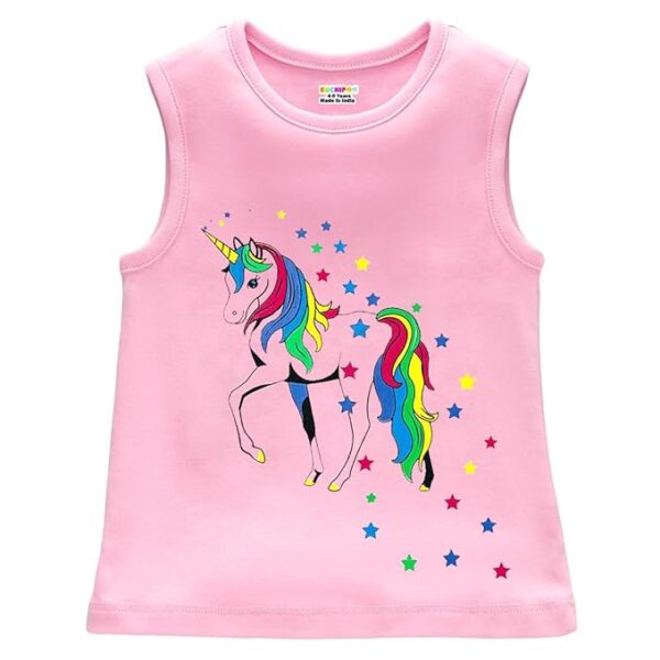Kuchipoo Girls Sleeveless Regular Fit Cotton T-Shirt - Image 4