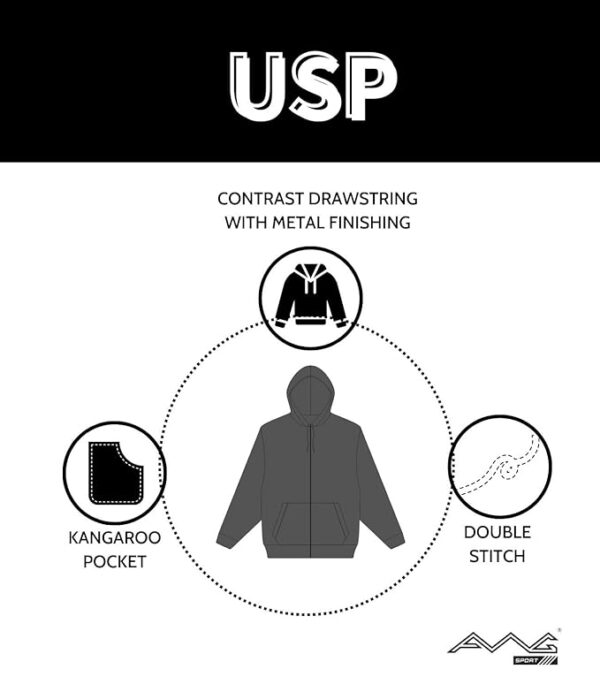 AWG ALL WEATHER GEAR Hoodies for Men Sweatshirt for Men Cotton Hooded Sweatshirt with Zip Winter wear Hoodies Stylish Hooded Jacket for Men Fashionable Cold Weather Apparel for Outdoor Activities. - Image 3