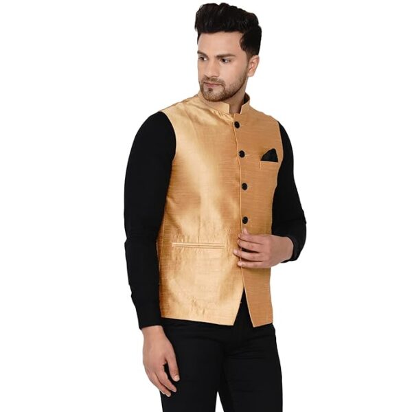 Veera Paridhaan Men's Banarasi Solid Nehru Jacket … - Image 6