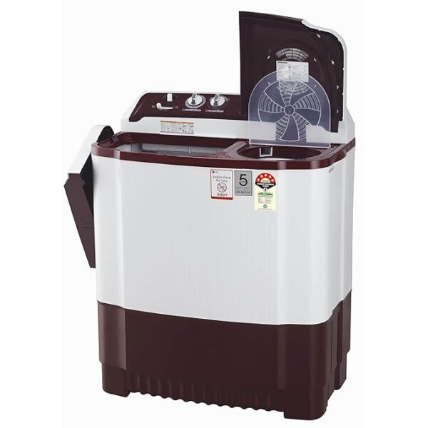 LG 8.5 kg 5 Star Semi-Automatic Top Load Washing Machine (P8530SRAZ, Burgundy, Roller Jet Pulsator) - Image 2