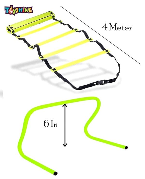 Toyshine Fitness Combo - 6 pc Hurdles, 6 pc Stacking Cones, 10 Pc Space Markers and 1 Pc Agility Ladder ((SSTP) - Image 2